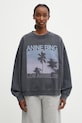 Anine Bing MILES SWEATSHIRT PALMS - WASHED GREY суичър от памук дамски сив A.08.12381.WHG1