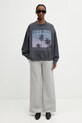 Anine Bing MILES SWEATSHIRT PALMS - WASHED GREY суичър от памук дамски A.08.12381.WHG1 сив