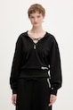 Karl Lagerfeld Jeans bluza z kapturem damska z bawełną czarny B2W20042