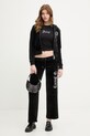 Juicy Couture bluza z kapturem damska welurowa GOTHIC CROWN JCBAS126805 czarny SS26