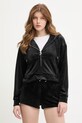 Ρούχα Juicy Couture μπλούζα με κουκούλα γυναικεία βελούδινη ICCLE HOODIE JCWAS126304 μαύρο