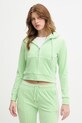 Oblečenie Juicy Couture dámska velúrová mikina s kapucňou MADISON COL OUT JCWAS126326 zelená