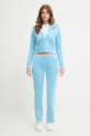 Juicy Couture bluza z kapturem damska welurowa MADISON COL OUT JCWAS126326 niebieski SS26