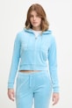 Odzież Juicy Couture bluza z kapturem damska welurowa MADISON COL OUT JCWAS126326 niebieski