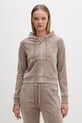 Juicy Couture bluza z kapturem damska welurowa MADISON COL OUT brązowy JCWAS126326