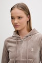 Juicy Couture bluza z kapturem damska welurowa MADISON COL OUT brązowy JCWAS126326