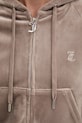 Juicy Couture bluza z kapturem damska welurowa MADISON COL OUT JCWAS126326 brązowy