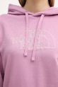 The North Face bluza z kapturem damska z bawełną Drew Peak Light NF0A8C1DMOJ1 fioletowy