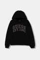 Guess bluza bawełniana dziecięca z kapturem czarny J6RQ02.KA6R4.PPY2