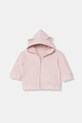 United Colors of Benetton bluza rozpinana z kapturem dziecięca bawełniana z elastanem różowy 35FNA501U.G.W.Stagional