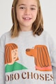 Bobo Choses felpa in cotone bambino/a Friends in a Pickle melange grigio 126AC038
