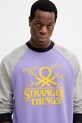 Βαμβακερή μπλούζα United Colors of Benetton x Stranger Things μωβ 38JZU10B9