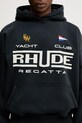 RHUDE Regatta Club bluza z kapturem bawełniana męska granatowy RHPS26HO01012