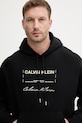 Calvin Klein Jeans Μπλούζα με κουκούλα ανδρική με βαμβάκι μαύρο LV04RF247G