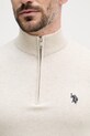 U.S. Polo Assn. sweter męski bawełniany COTTON 1/4 ZIP NECK MUP3938.L22 beżowy