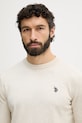 U.S. Polo Assn. pánsky bavlnený sveter DHM KNIT béžová MUP4551