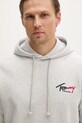 Tommy Jeans mikina s kapucí pánská bavlněná šedá DM0DM22680