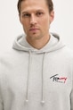 Tommy Jeans mikina s kapucí pánská bavlněná šedá DM0DM22680