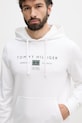 Tommy Hilfiger pulover s kapuco moški bombažen bela MW0MW42464