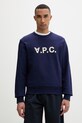 A.P.C. bluza z bawełną granatowy COHMC.H37021