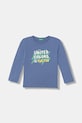 United Colors of Benetton longsleeve bawełniany dziecięcy nadruk niebieski 3I1XG10LM.P.Stagionale