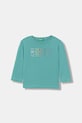 United Colors of Benetton longsleeve bawełniany dziecięcy nadruk turkusowy 3I1XG10LM.P.Stagionale