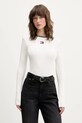 Tommy Jeans longsleeve z elastanem biały DW0DW21839