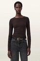 AllSaints longsleeve z elastanem brązowy W270JB