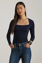 Lauren Ralph Lauren longsleeve z elastanem granatowy 200P03712
