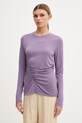Sisley longsleeve damski fioletowy 3YFAL108Q