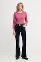 Bavlněné tričko s dlouhým rukávem United Colors of Benetton 3GA8D10C4 růžová SS26