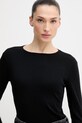 United Colors of Benetton top a maniche lunghe in cotone nero 3GA8D10CF