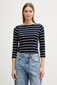 United Colors of Benetton majica dugih rukava za žene od pamuka mornarsko plava 339PD10C4