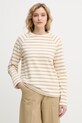 United Colors of Benetton longsleeve damski bawełniany beżowy 3PNUD10C5