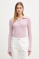 United Colors of Benetton polo damskie z wiskozy fioletowy 1WZND301K