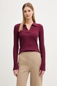 United Colors of Benetton polo damskie z wiskozy bordowy 1WZND301K