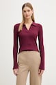 United Colors of Benetton polo damskie z wiskozy bordowy 1WZND301K