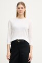 United Colors of Benetton longsleeve de damă din bumbac alb 3TKEE1008