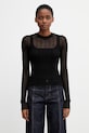 Sportmax Spxbuono bluzka damska z wiskozą gładka czarny 2612361071600