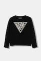 Guess longsleeve dziecięcy aplikacja czarny J6RI16.K6YW4.PPY2