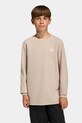 Dječja majica dugih rukava adidas Originals natpis bež KD5532