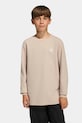 Dječja majica dugih rukava adidas Originals natpis bež KD5532
