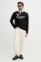 Βαμβακερή μπλούζα με μακριά μανίκια Tommy Hilfiger MW0MW42615 μαύρο SS26