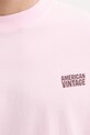 Bavlněné tričko s dlouhým rukávem American Vintage MGIX02B růžová