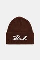 Karl Lagerfeld czapka z domieszką wełny K/SIGNATURE z domieszką wełny brązowy B1W33016