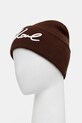 Akcesoria Karl Lagerfeld czapka z domieszką wełny K/SIGNATURE B1W33016 brązowy