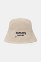 Tommy Jeans bucket klobuk ženski pleten bež AW0AW18359