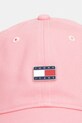 Tommy Jeans czapka z daszkiem damska jeansowa AW0AW18362 różowy SS26