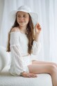 Jamiks kapelusz z szerokim rondem dziecięcy bawełniany IRMA IRMA.Nakr.glow.JLI119.G biały SS26