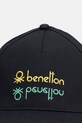 United Colors of Benetton czapka z daszkiem bawełniana 68MZCA02T.G.Seasonal czarny SS26